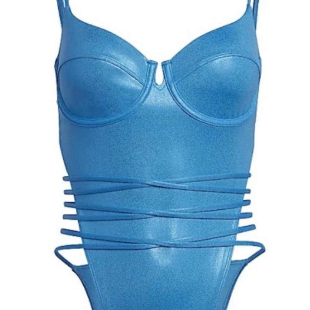 Ivy Park Blue Metallic Strappy Swimsuit
